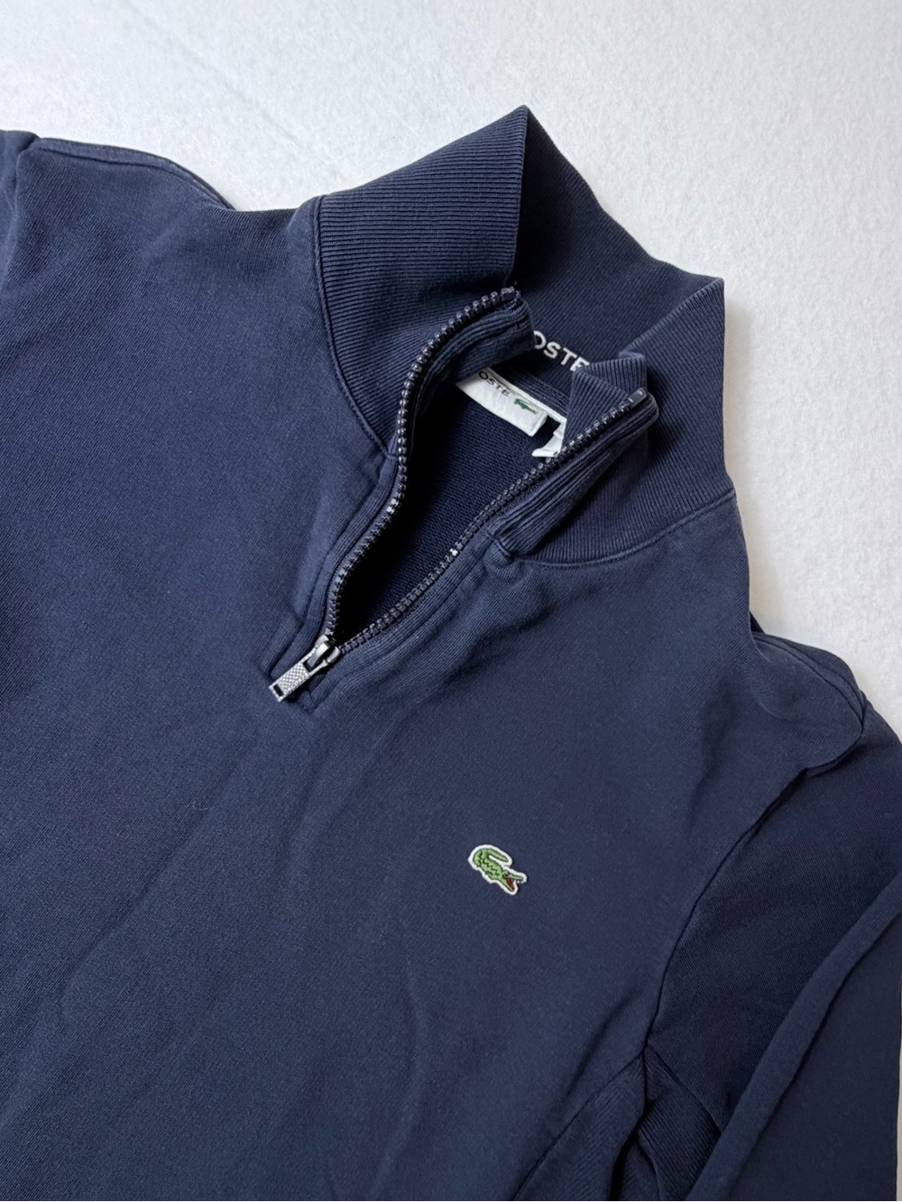 Lacoste Men's Navy Quarter-Zip Pullover with Crocodile Logo